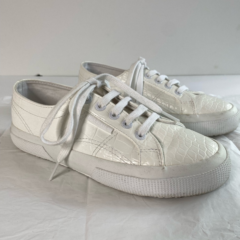 Superga White Patent Leather Sneakers 36
